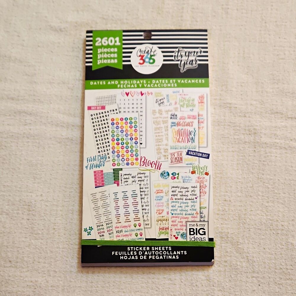 New The Happy Planner Dates and Holidays Sticker Value Pack 2601 Pcs Create 365